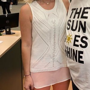 Ann Taylor Loft White Crochet Tank